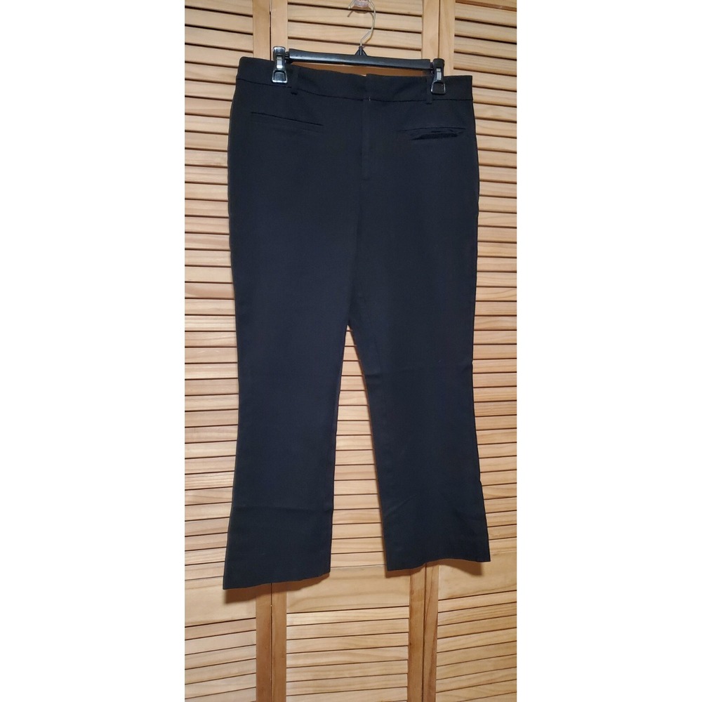 Anthropologie Maeve Pants Women 10 Black Solid Wide Leg Chino Pockets Stretch